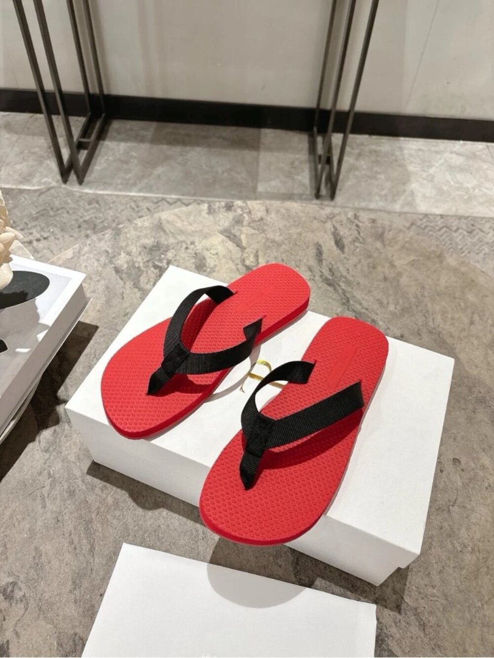 The Row Red and Black Women's Flip Flop Sandals